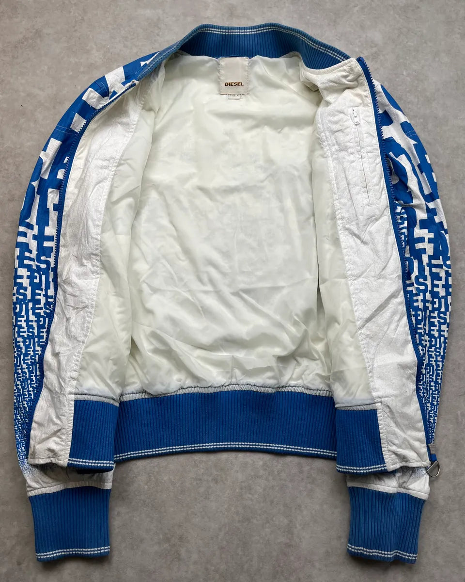 Diesel Blue All-Over Graphic White Bomber Jacket JkLDWle 8