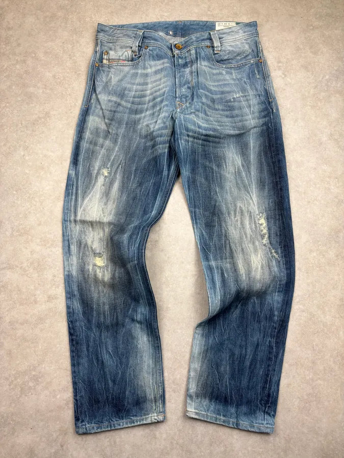 Diesel Blue Irregular Denim Jeans nuTtPmY 0