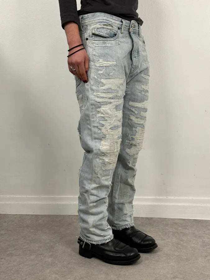 Diesel Blue Distressed Denim Jeans Ghelcvj 1