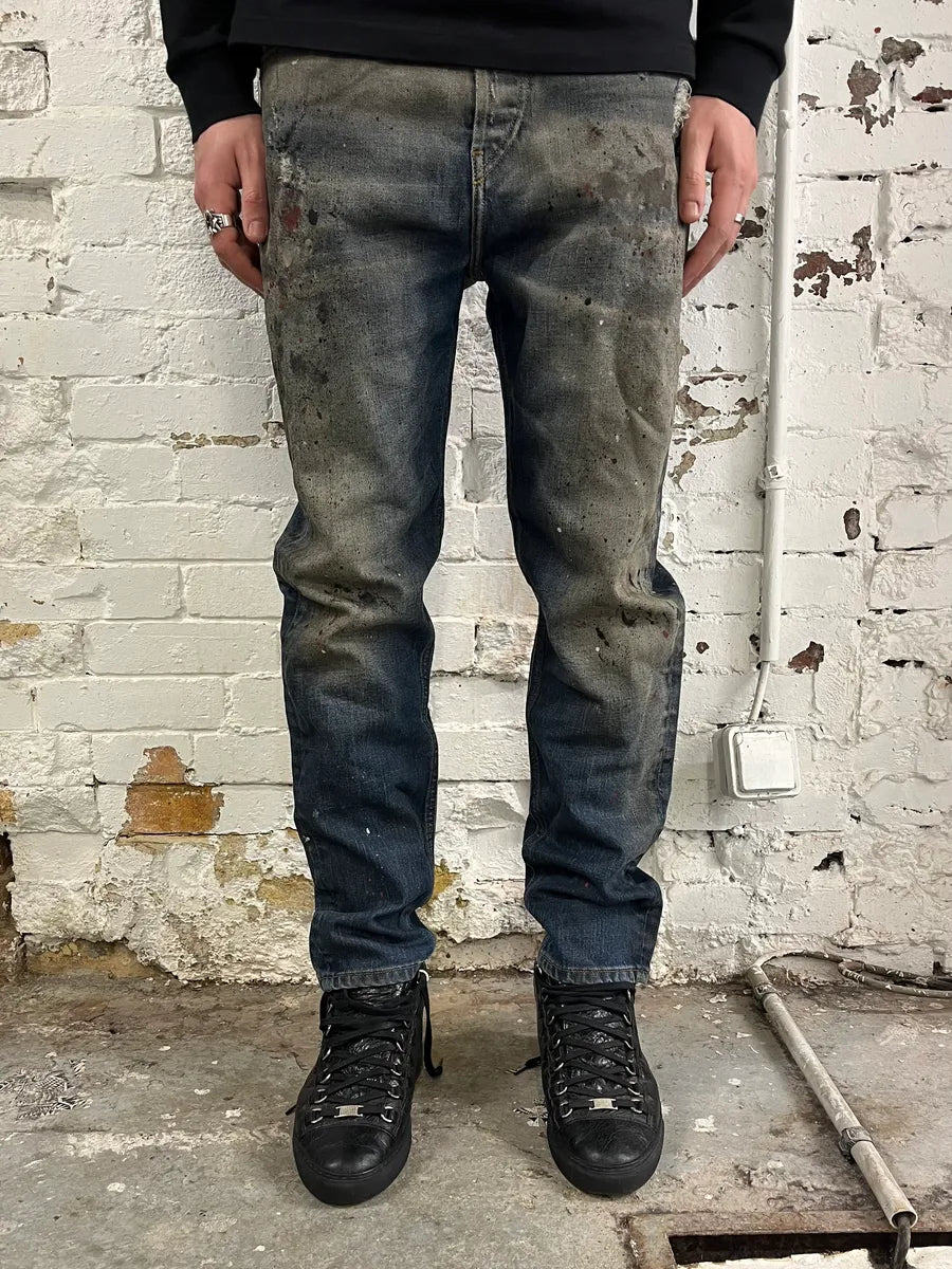 Diesel Blue Painted Faded Denim Jeans WuKjOYD 1