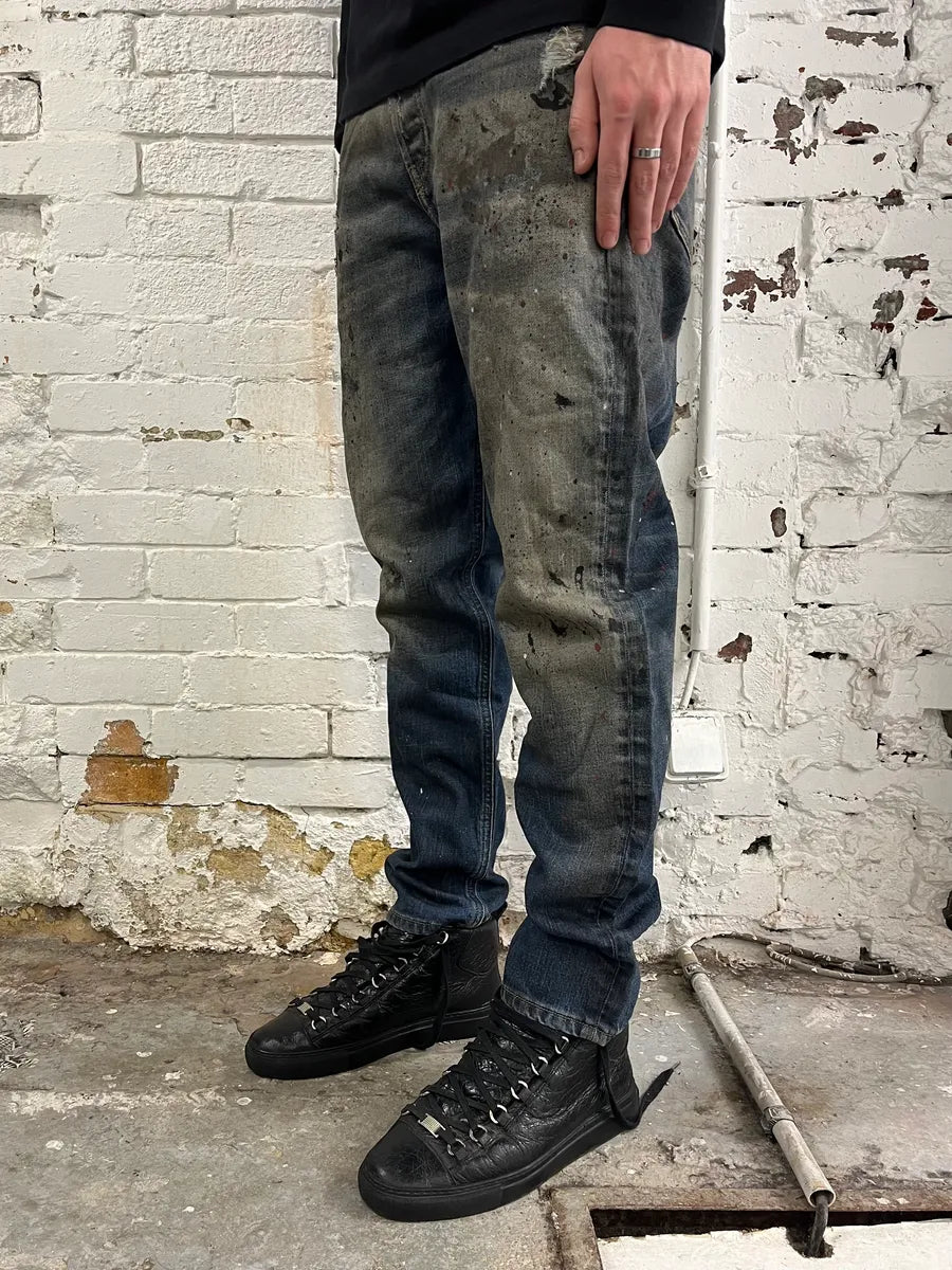 Diesel Blue Painted Faded Denim Jeans WuKjOYD 2
