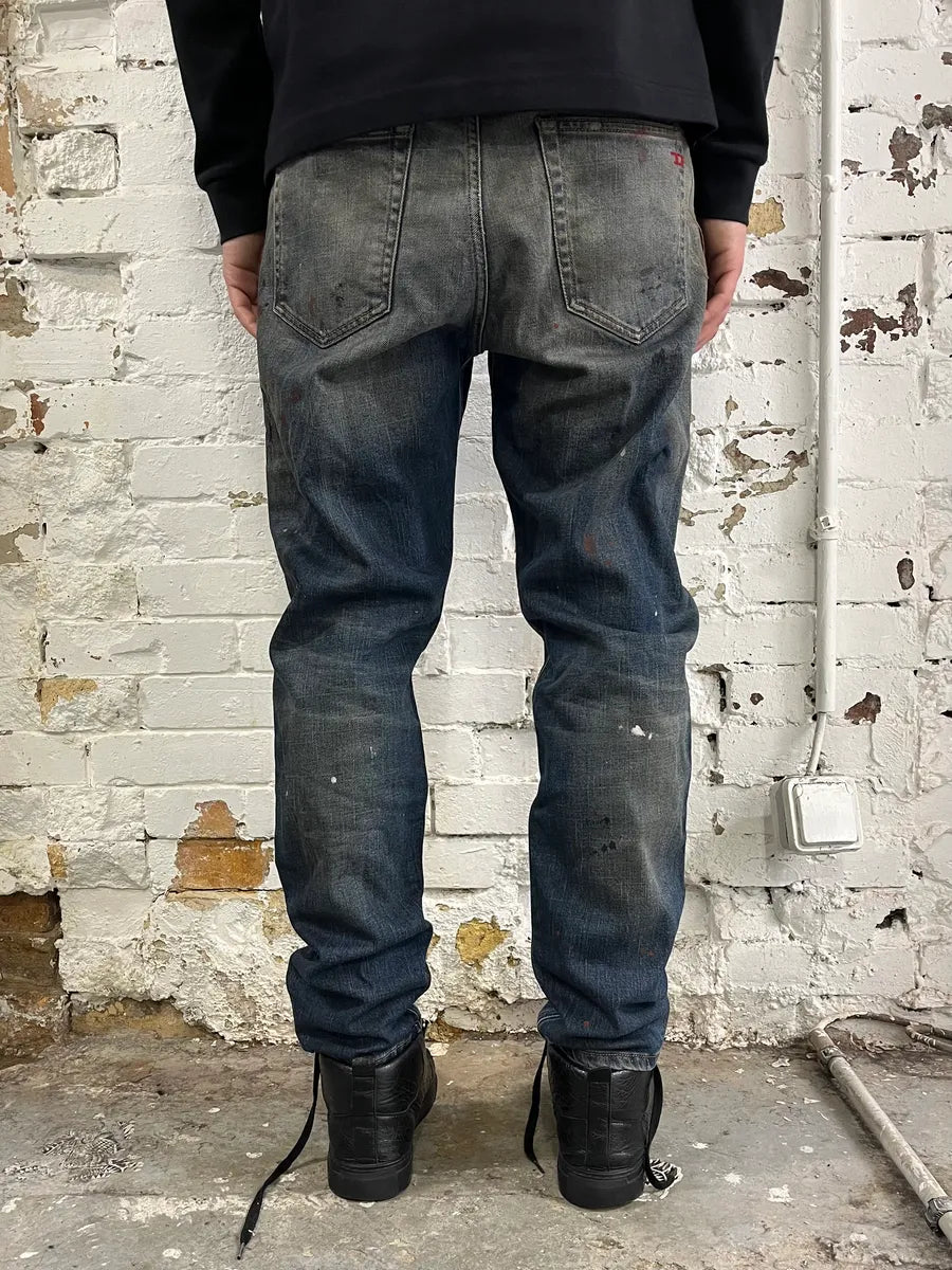 Diesel Blue Painted Faded Denim Jeans WuKjOYD 3