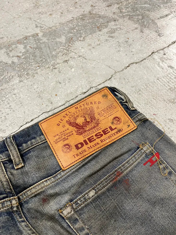 Diesel Blue Painted Faded Denim Jeans WuKjOYD 8
