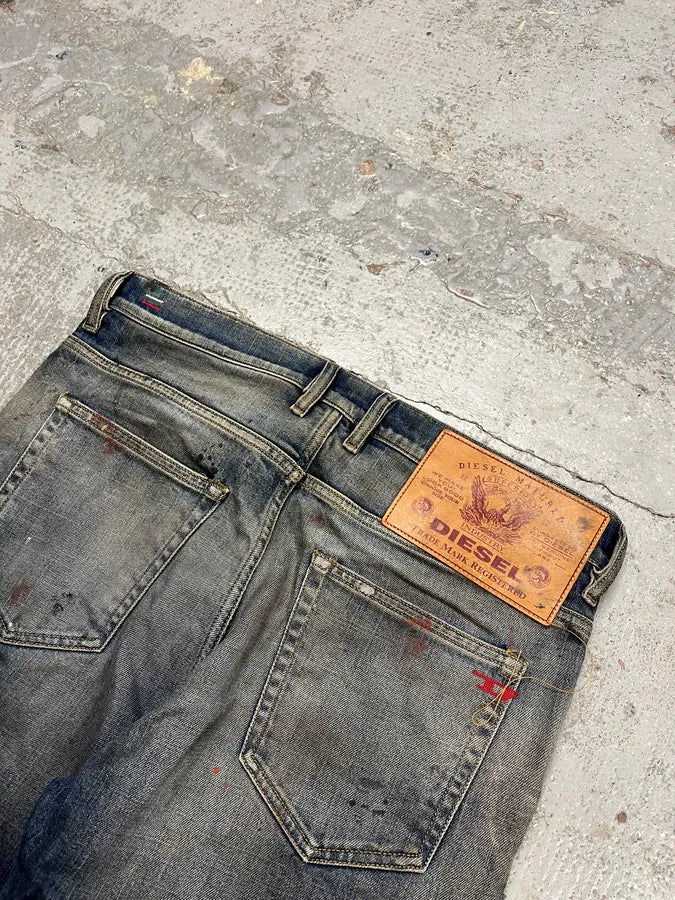 Diesel Blue Painted Faded Denim Jeans WuKjOYD 9