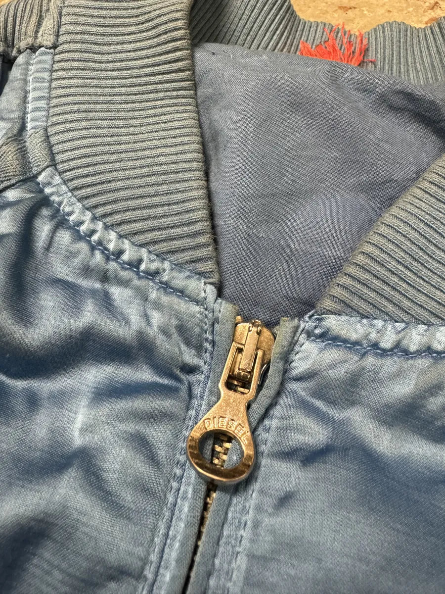 Diesel Blue Satin Relaxed Bomber Jacket jGImqqs 6