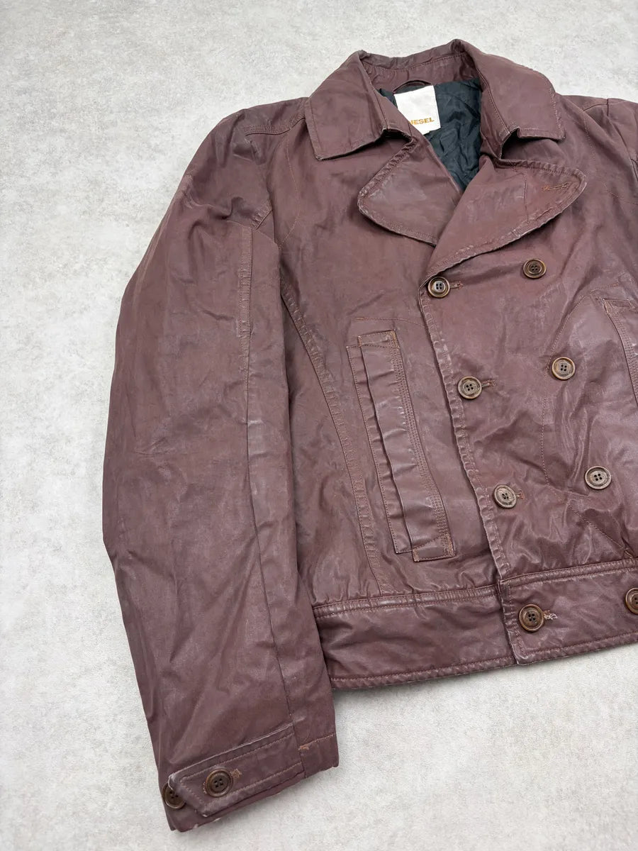 Diesel Brown Faded Double-Breasted Light Jacket OFkAqaI 3