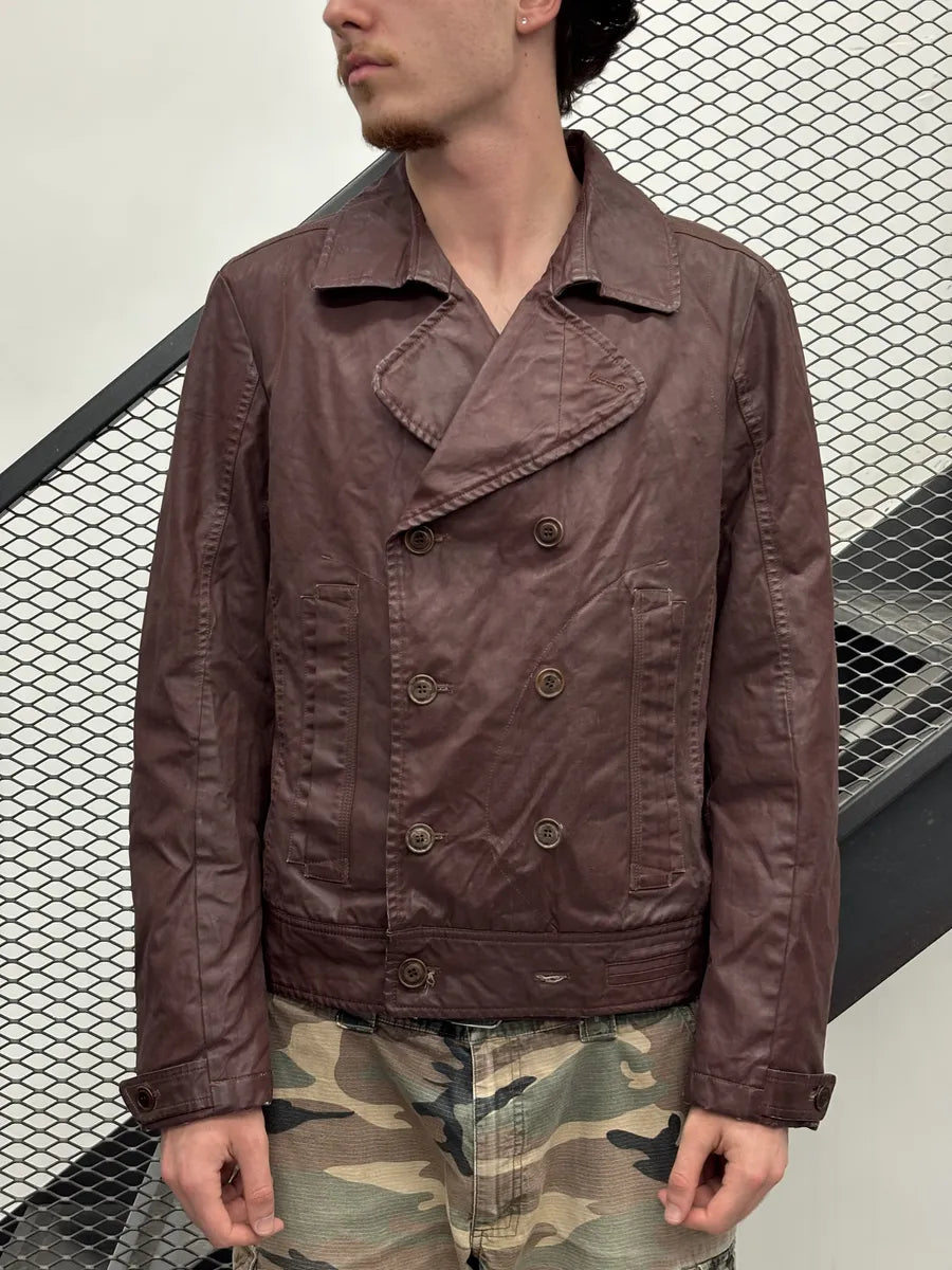 Diesel Brown Faded Double-Breasted Light Jacket OFkAqaI 0