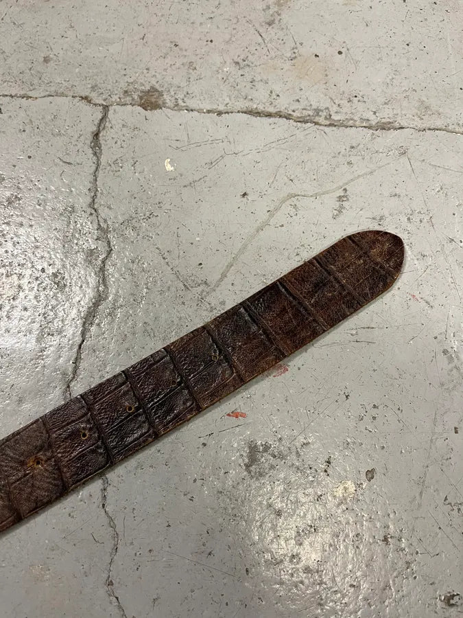 Diesel Brown Crocodile Effect Leather Premium Belt uQoreCg 6