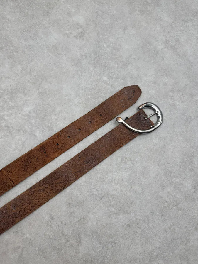 Diesel Brown Eroded Metallic Buckle Belt EGSgQDU 2
