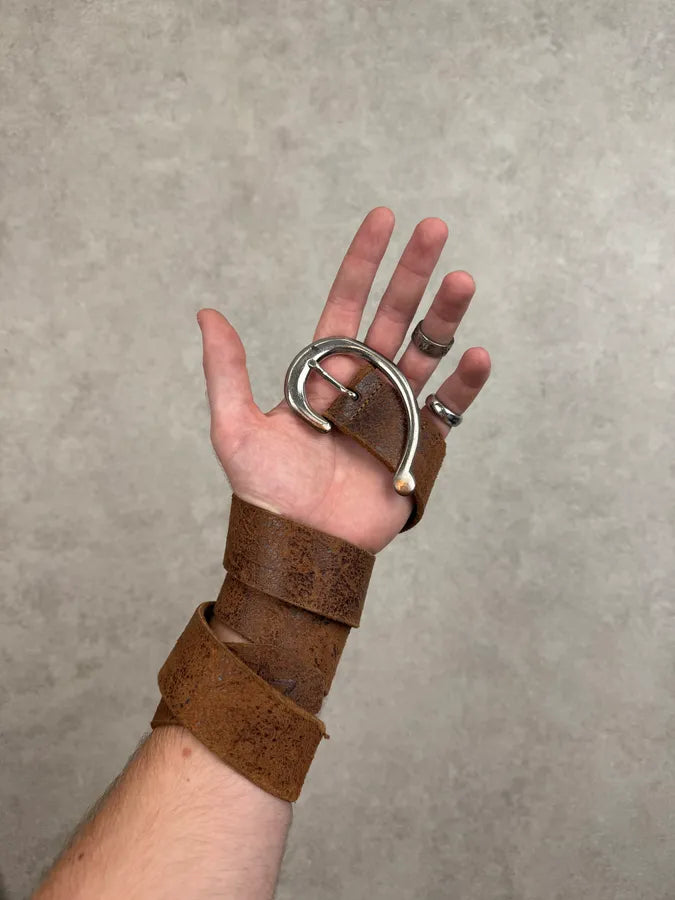 Diesel Brown Eroded Metallic Buckle Belt EGSgQDU 1