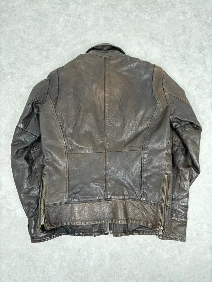 2000s Diesel Brown Avant-Garde Multi-Pocket Leather Jacket cepCNhq 4