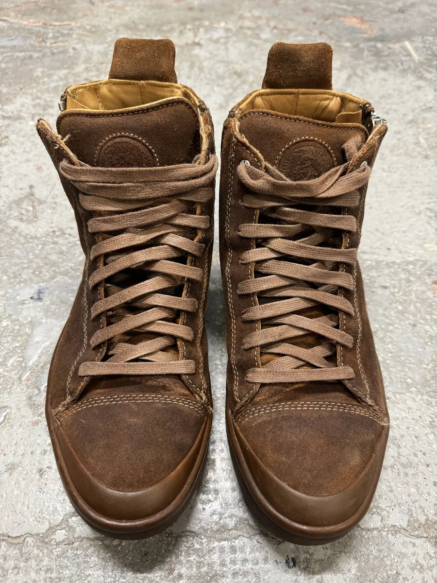 Diesel Brown Nentish Zip Round High Leather Gum Shoes Yggvhjq 1
