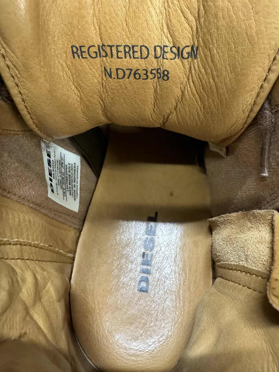 Diesel Brown Nentish Zip Round High Leather Gum Shoes Yggvhjq 10