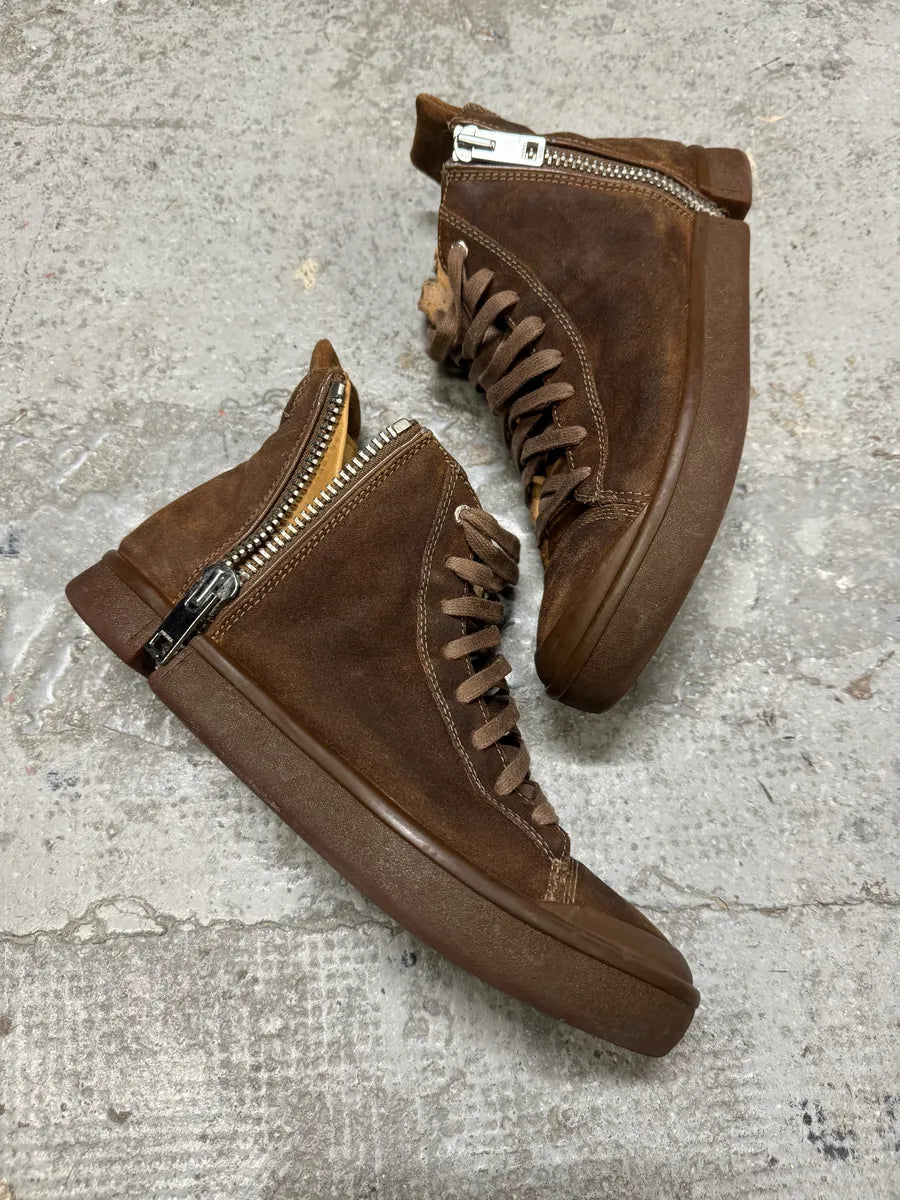 Diesel Brown Nentish Zip Round High Leather Gum Shoes Yggvhjq 2