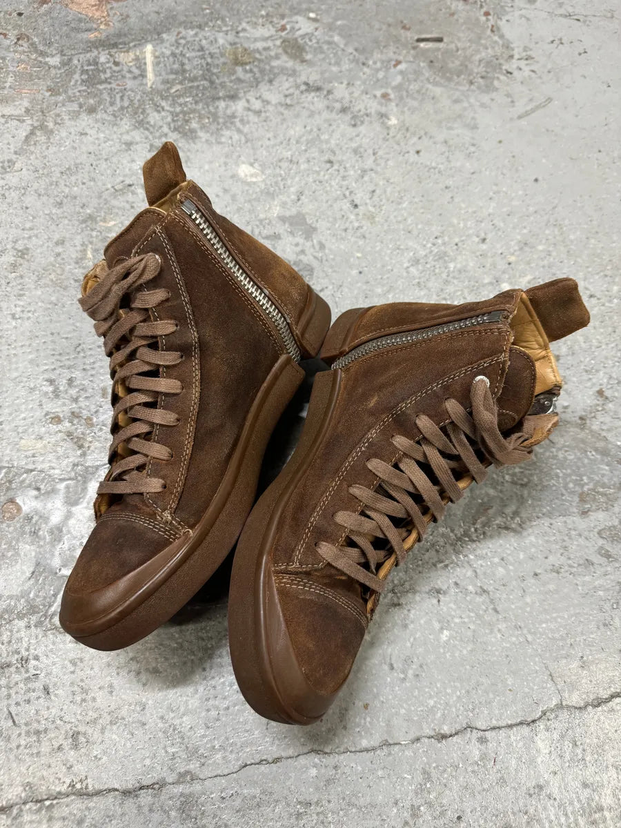 Diesel Brown Nentish Zip Round High Leather Gum Shoes Yggvhjq 3