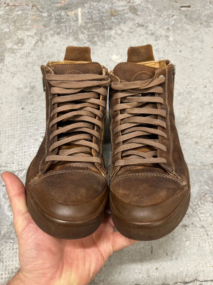 Diesel Brown Nentish Zip Round High Leather Gum Shoes Yggvhjq 5