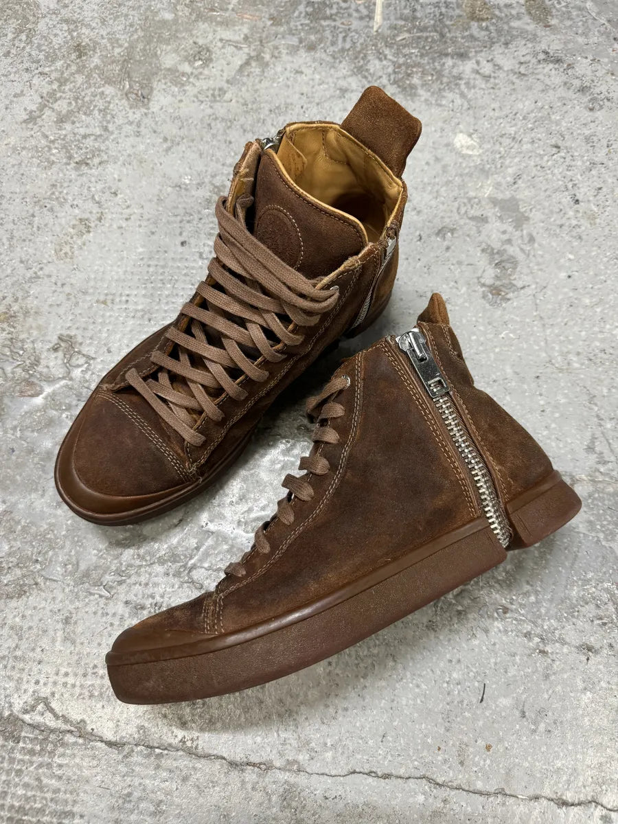 Diesel Brown Nentish Zip Round High Leather Gum Shoes Yggvhjq 6