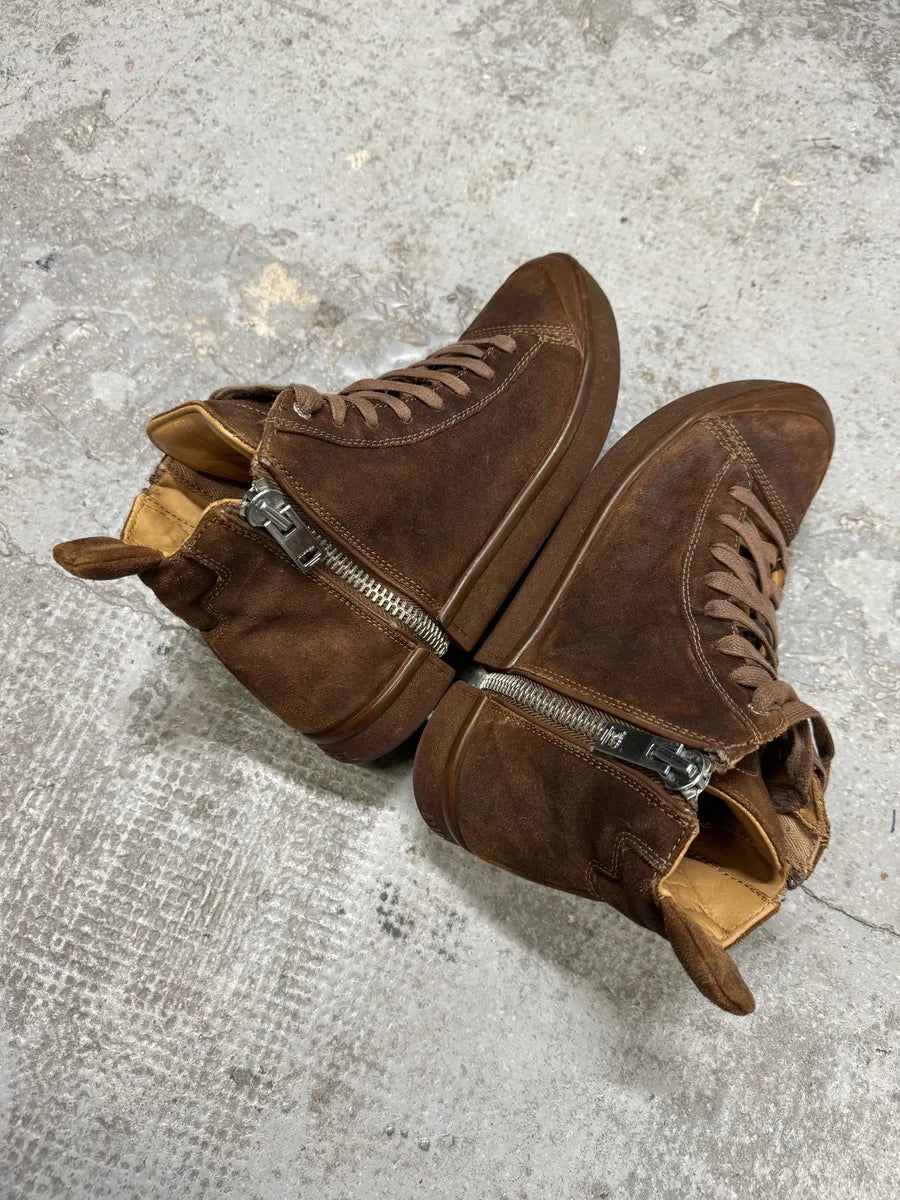 Diesel Brown Nentish Zip Round High Leather Gum Shoes Yggvhjq 8