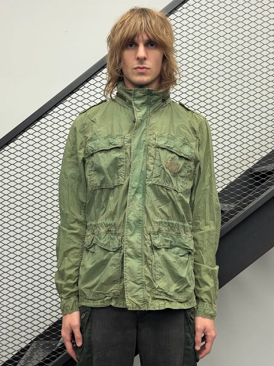 Diesel Cargo Retractable Hood Military Green Jacket oflPjbl 0