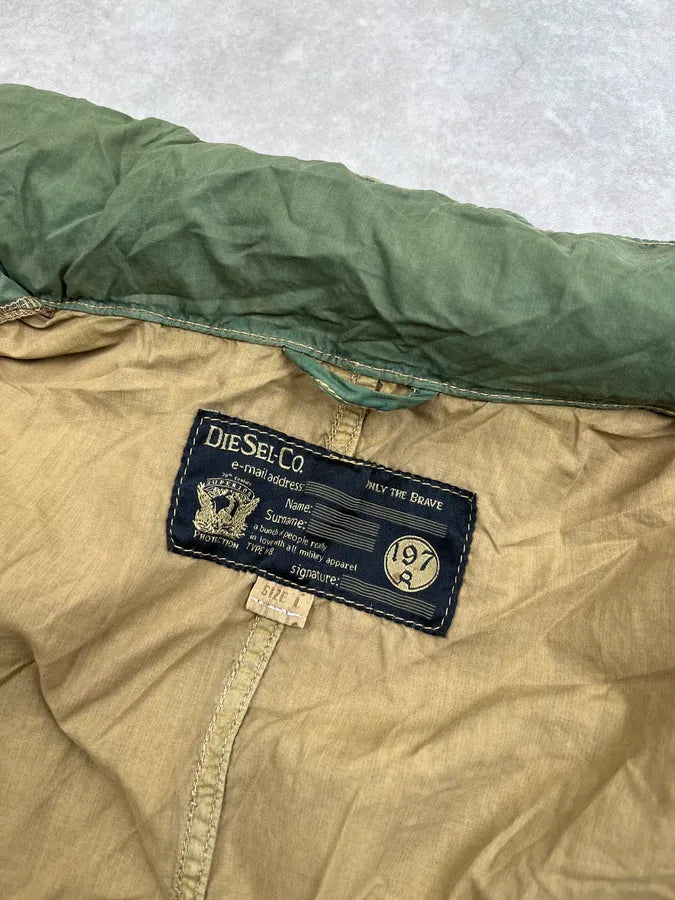 Diesel Cargo Retractable Hood Military Green Jacket oflPjbl 10