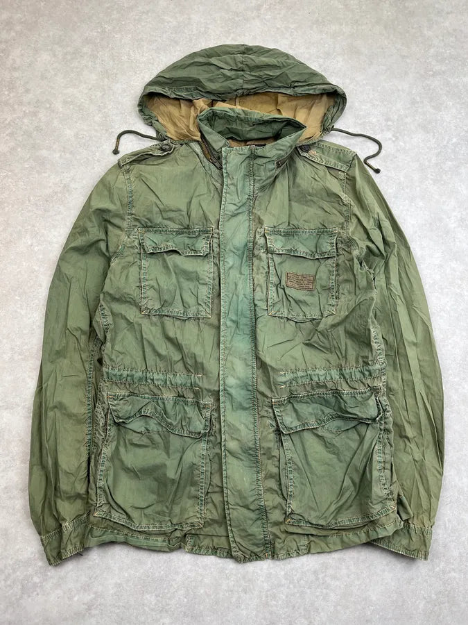 Diesel Cargo Retractable Hood Military Green Jacket oflPjbl 2