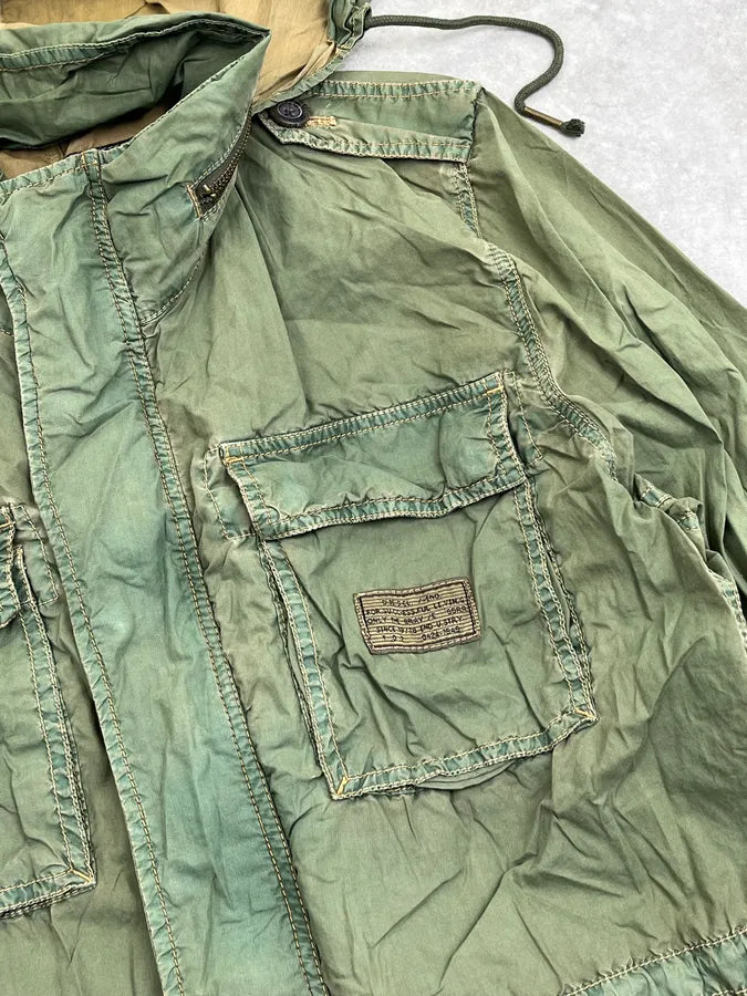 Diesel Cargo Retractable Hood Military Green Jacket oflPjbl 7