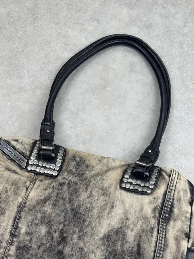 Diesel Cream Denim Studded Shoulder Bag ElBoBvQ 4