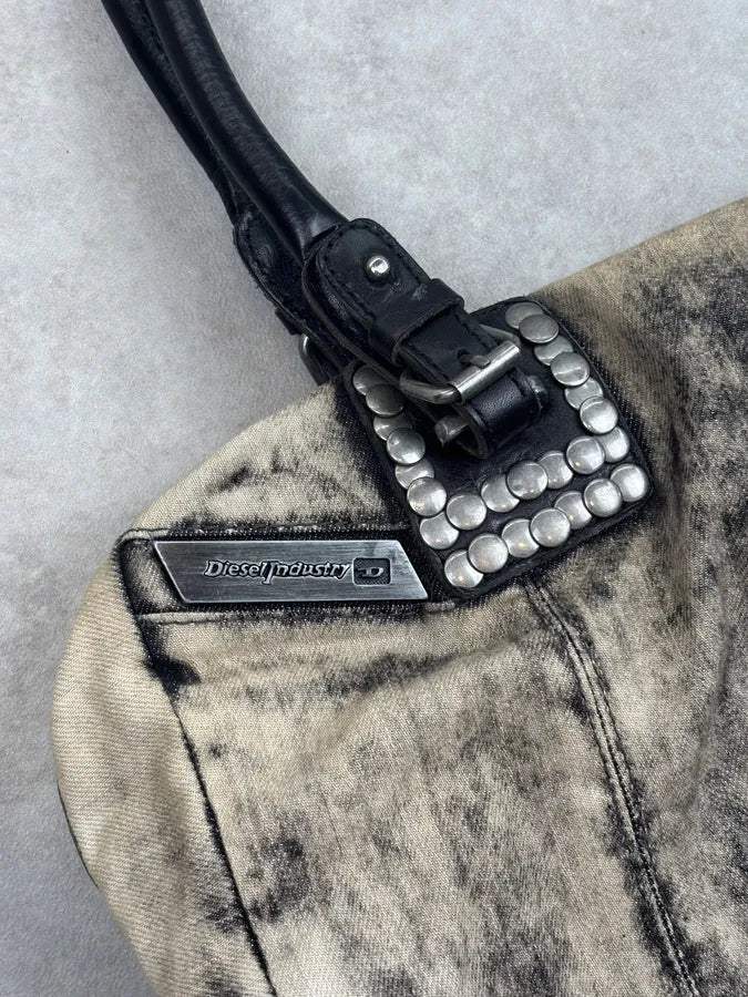 Diesel Cream Denim Studded Shoulder Bag ElBoBvQ 6