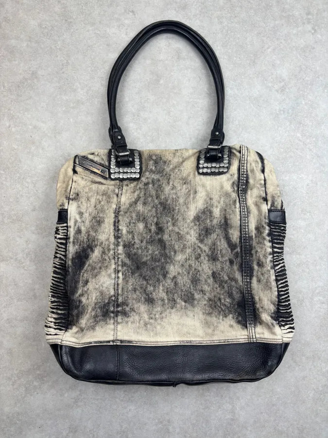 Diesel Cream Denim Studded Shoulder Bag ElBoBvQ 0