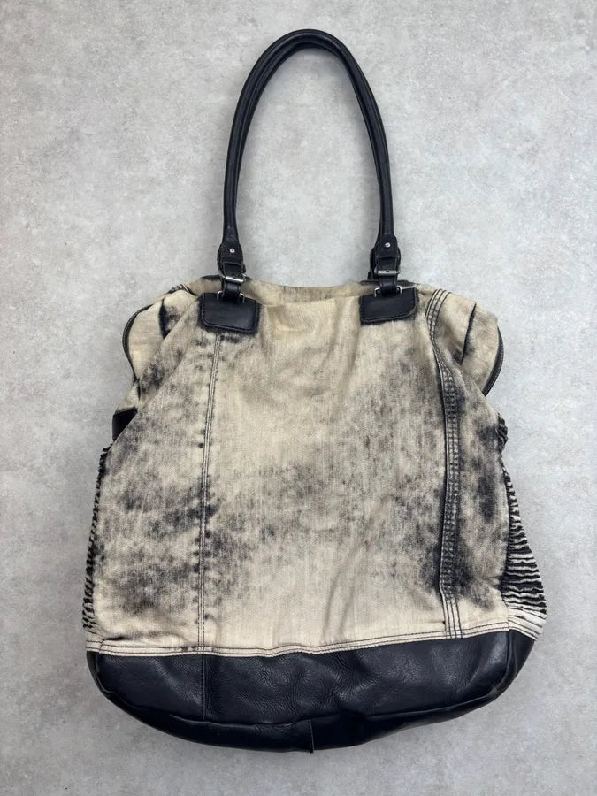 Diesel Cream Denim Studded Shoulder Bag ElBoBvQ 11