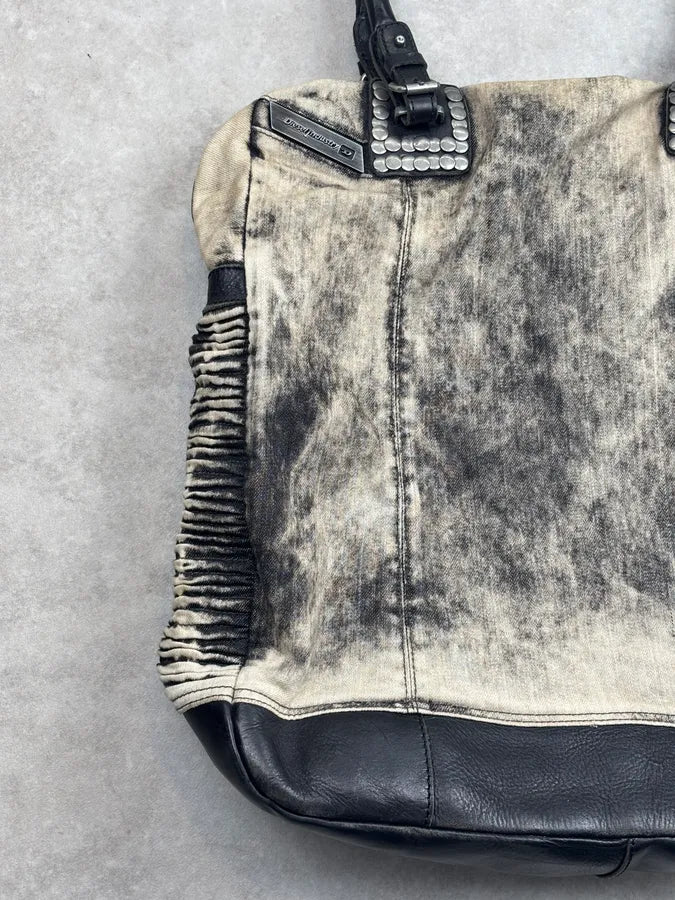Diesel Cream Denim Studded Shoulder Bag ElBoBvQ 5