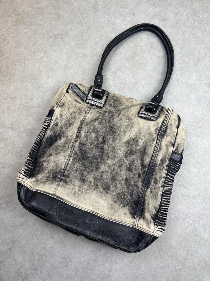 Diesel Cream Denim Studded Shoulder Bag ElBoBvQ 3