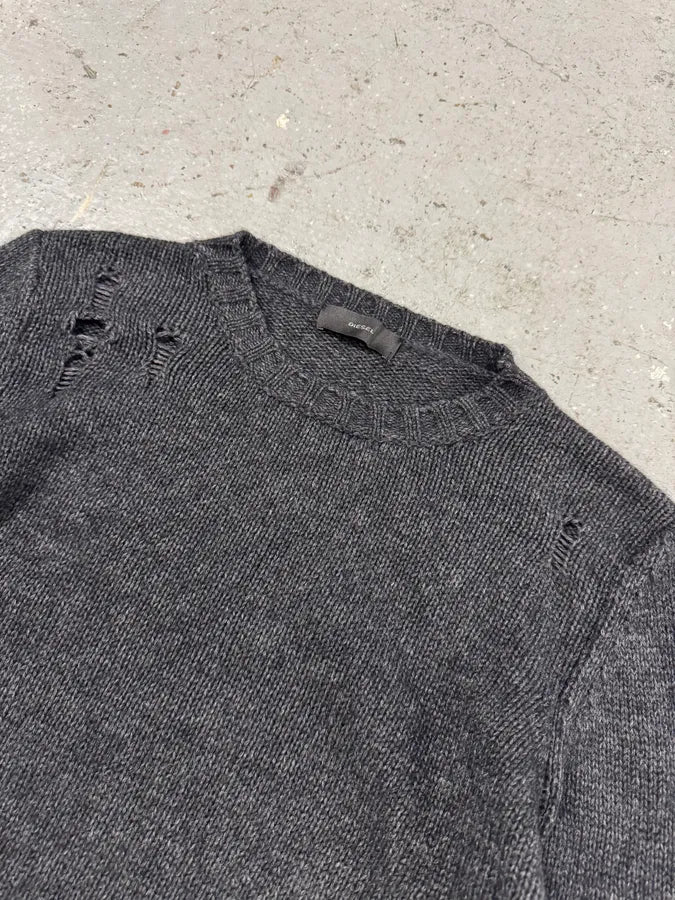 Diesel Dark Grey Destroyed Sweater vDDLleT 3