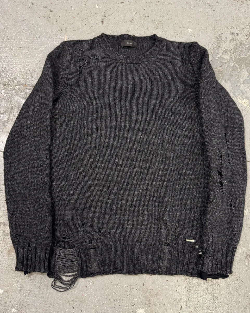 Diesel Dark Grey Destroyed Sweater vDDLleT 6