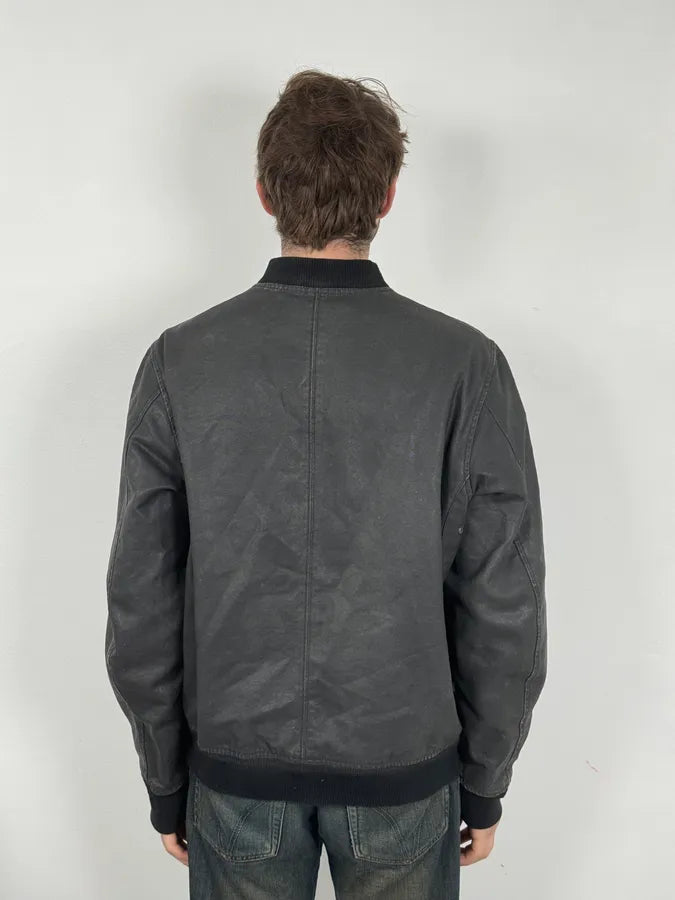 Diesel Dark Grey Waxed Bomber Jacket qJnGUNU 2