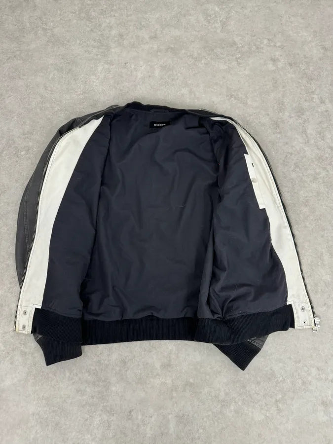 Diesel Dark Grey Waxed Bomber Jacket qJnGUNU 6