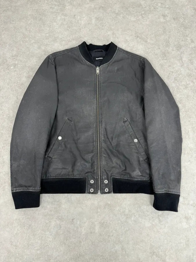 Diesel Dark Grey Waxed Bomber Jacket qJnGUNU 0