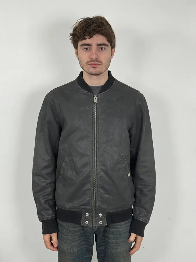 Diesel Dark Grey Waxed Bomber Jacket qJnGUNU 1
