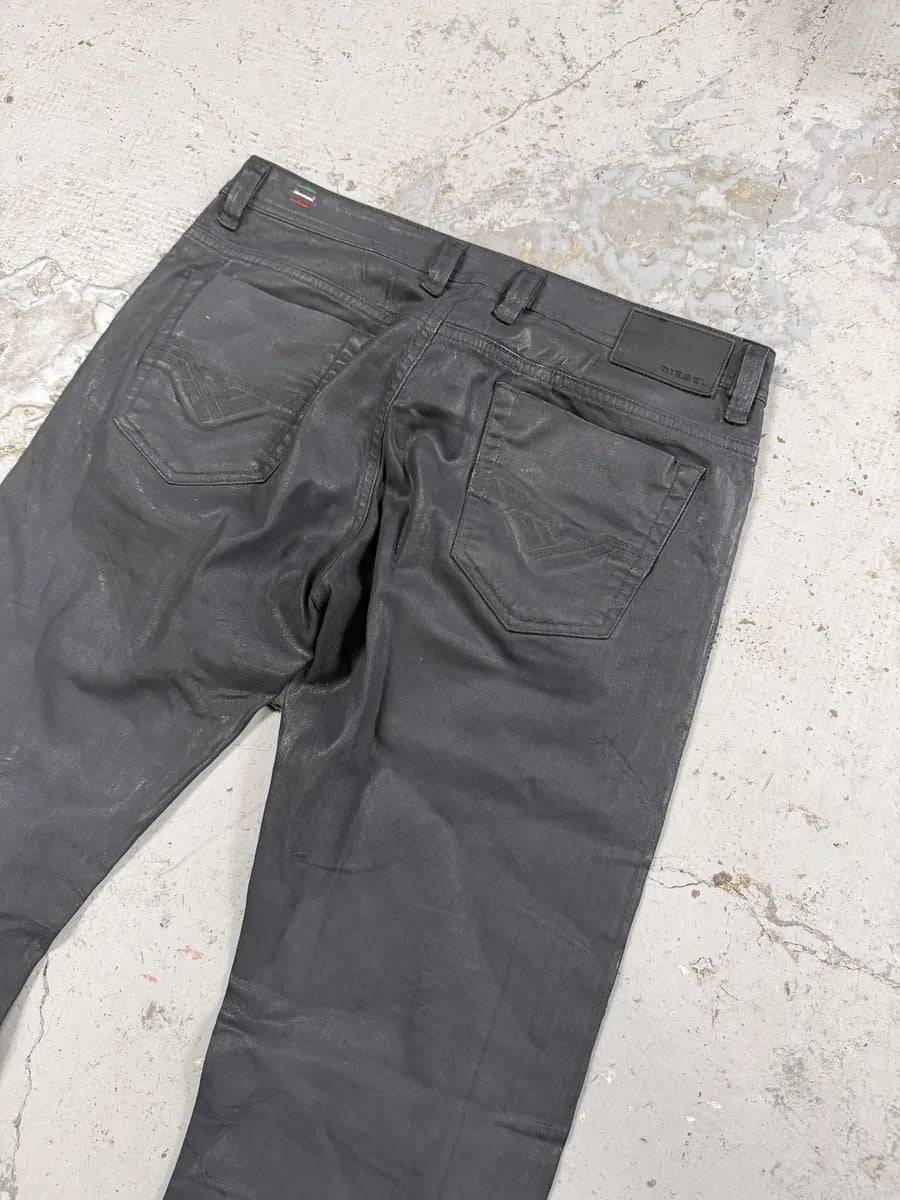 Diesel Dark Grey Waxed Denim Jeans OJWApNT 11