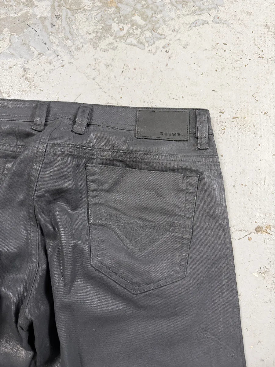 Diesel Dark Grey Waxed Denim Jeans OJWApNT 12