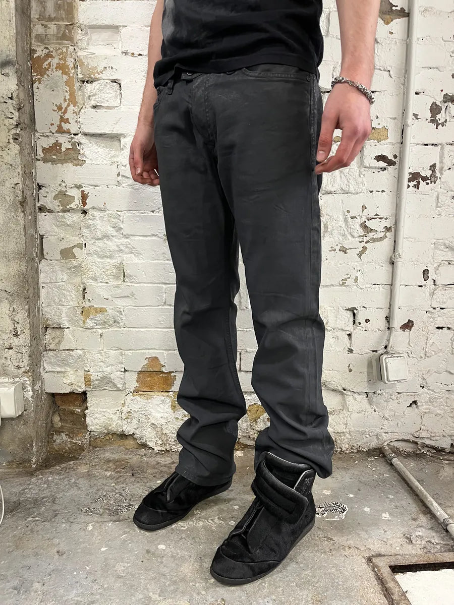 Diesel Dark Grey Waxed Denim Jeans OJWApNT 2