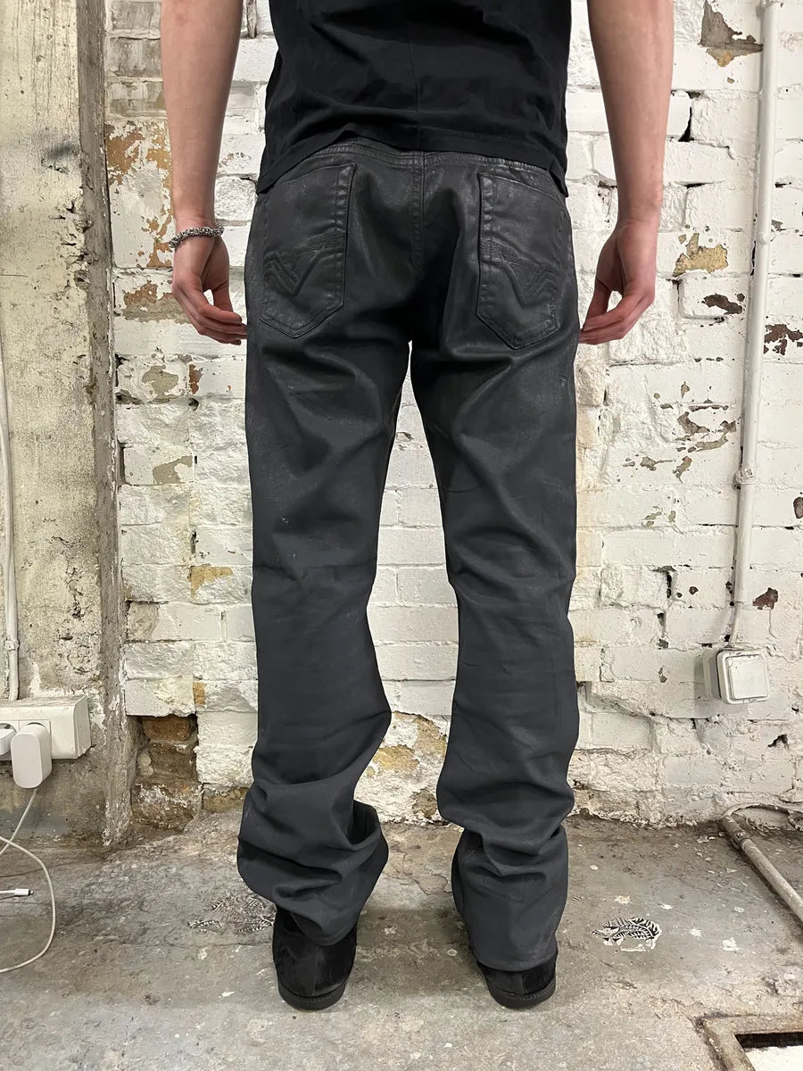 Diesel Dark Grey Waxed Denim Jeans OJWApNT 3