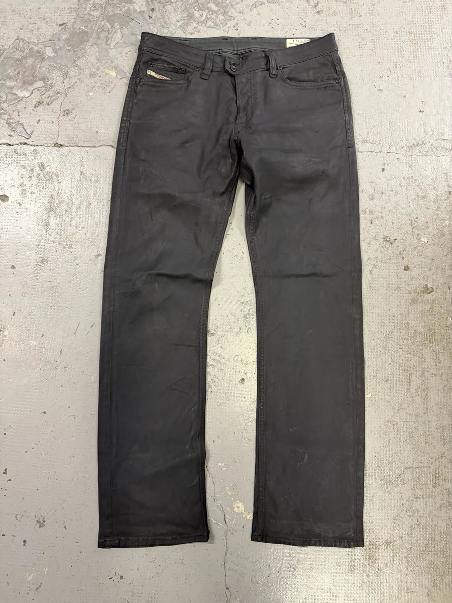 Diesel Dark Grey Waxed Denim Jeans OJWApNT 4