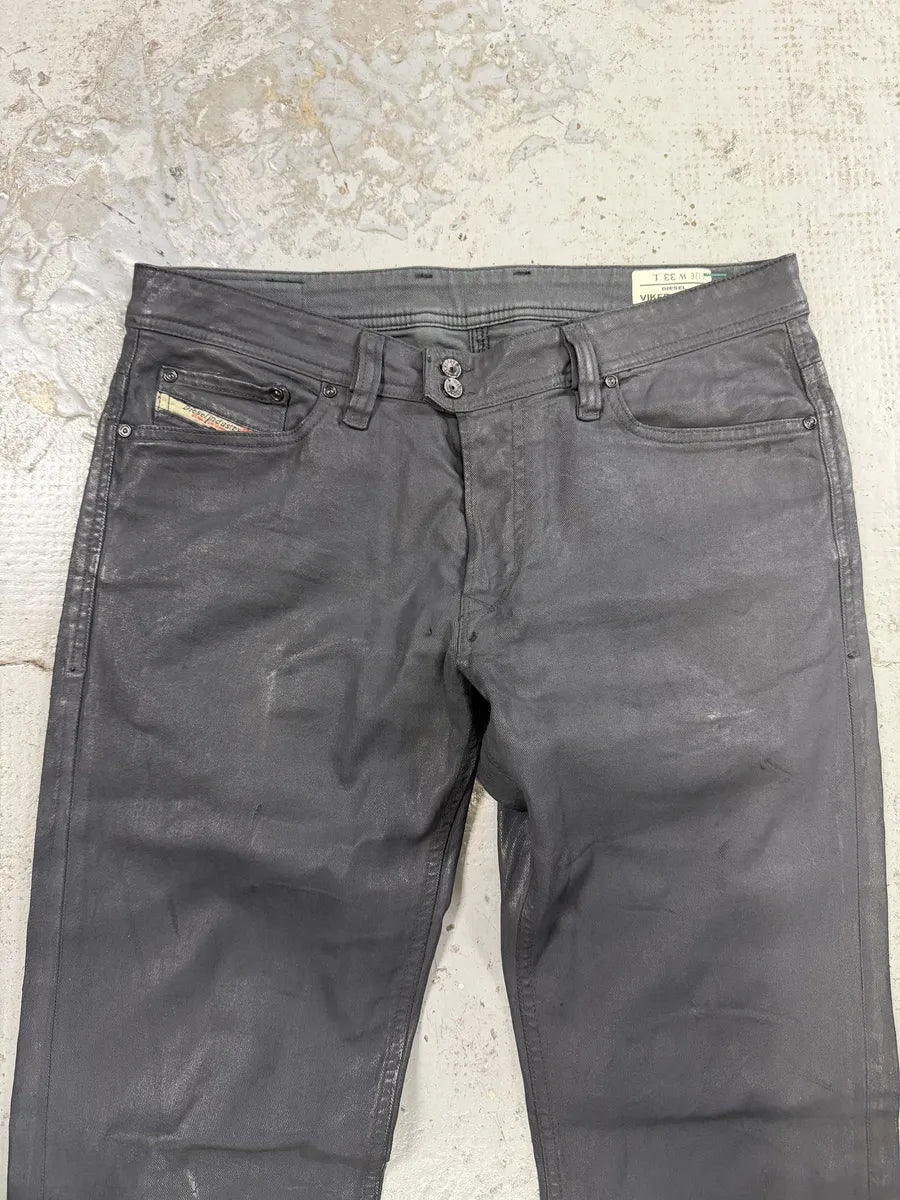 Diesel Dark Grey Waxed Denim Jeans OJWApNT 6