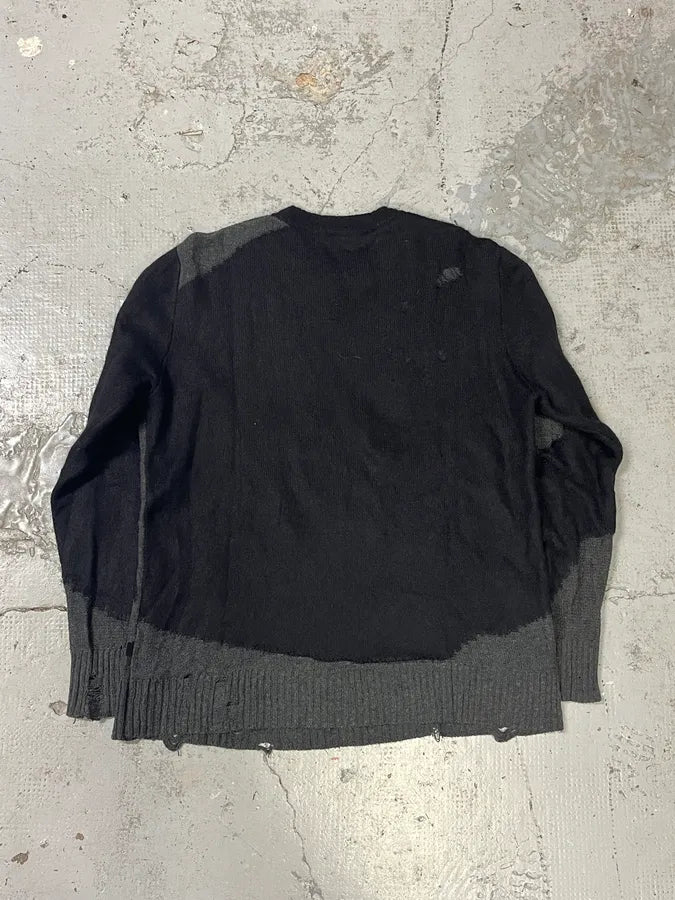 Diesel Destroyed Grey & Black Distressed Knit Sweater zbJqyGJ 5