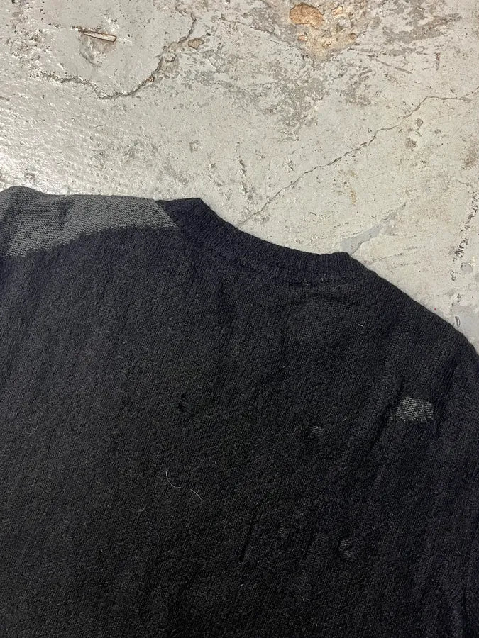 Diesel Destroyed Grey & Black Distressed Knit Sweater zbJqyGJ 7