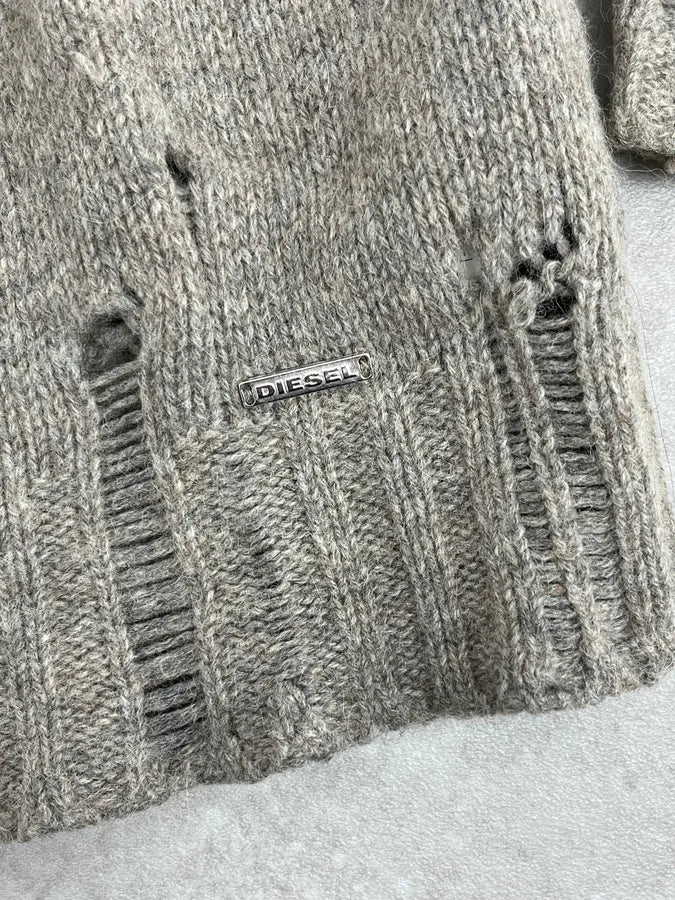 Diesel Destroyed Grey Sweater WxeBCvN 8