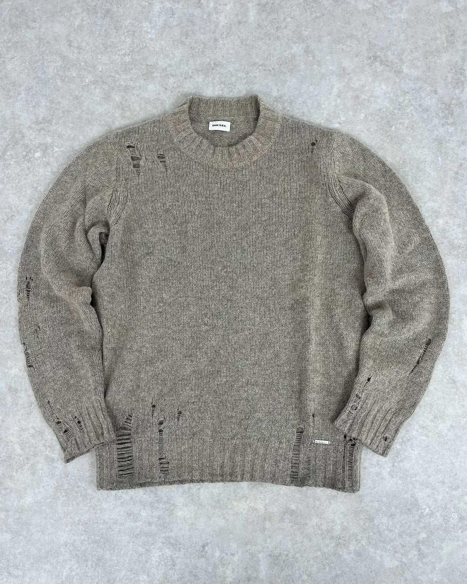 Diesel Destroyed Grey Sweater WxeBCvN 0