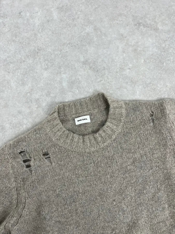 Diesel Destroyed Grey Sweater WxeBCvN 3