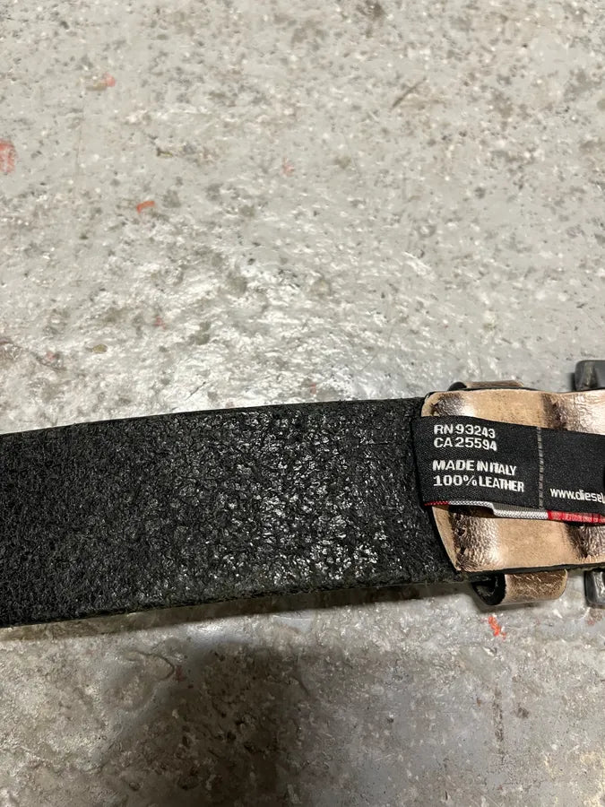 Diesel Dirty Beige Leather Belt (OS) XqFLoHd 6